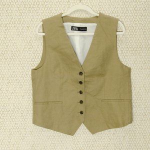 Zara Linen Blend Tailored Vest